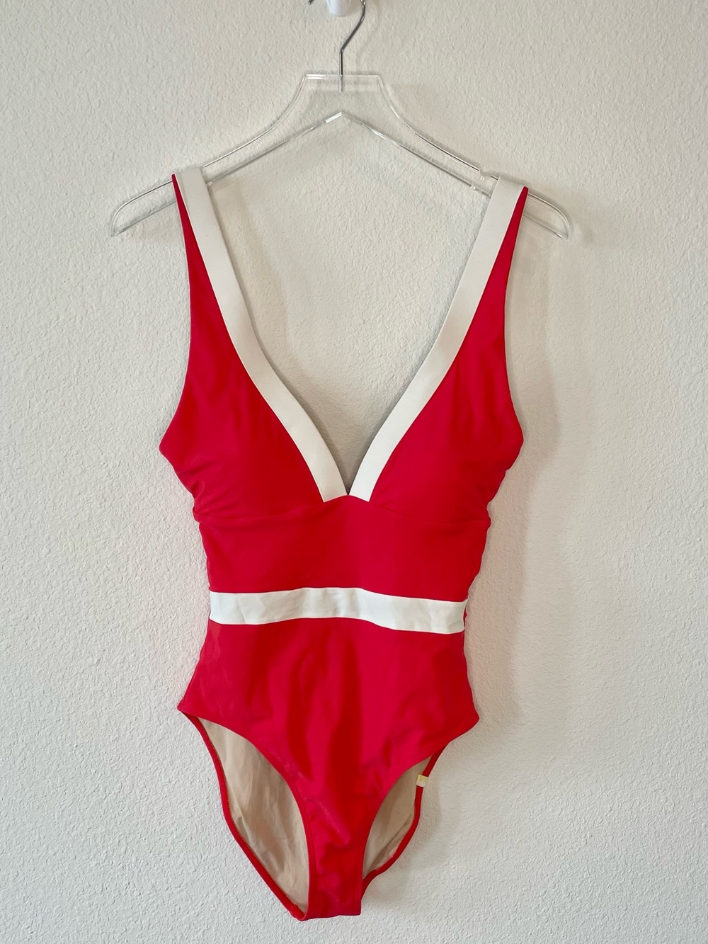 Summersalt Red & White V Neck One Piece Atlas Swimsuit